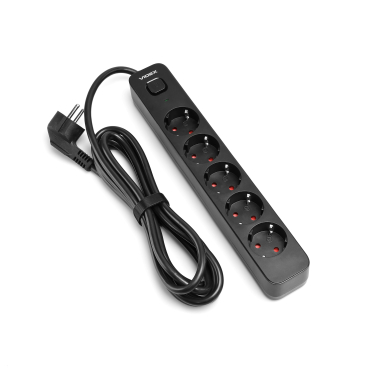 Мережевий подовжувач VIDEX ONCORD з/з 5п 3м (3x1.5мм) з кнопкою Black - фото №2