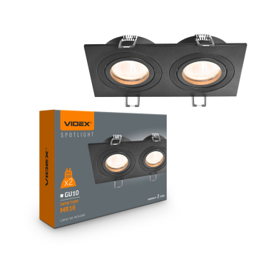 Світильник VIDEX під лампу 2xGU10 врізний Чорний (VL-SPF23S-B) - фото