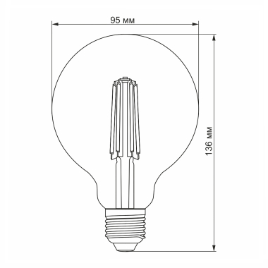 LED лампа VIDEX Filament G95FAD 7W E27 2200K дімерна бронза - фото №3