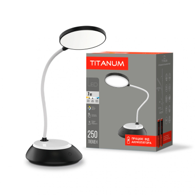 LED лампа настiльна з акумулятором TITANUM TLTF-022B 7W 3000-6500K USB чорна - фото