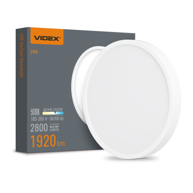 LED Світильник круглий накладний VIDEX 24W 5000K White - фото