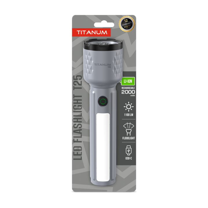 Портативний світлодіодний ліхтарик TITANUM TLF-T25 1100Lm Gray - фото