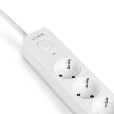 Мережевий подовжувач VIDEX ONCORD з/з 3п 3м (3x1.5мм) з кнопкою White - фото №3