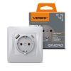 Розетка одинарна із заземленням з USB+USB-C срібний шовк VIDEX BINERA - фото 