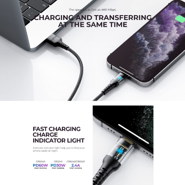 Кабель USB-C - Lightning HAVIT CB6241 PD30W 1м White - photo №9