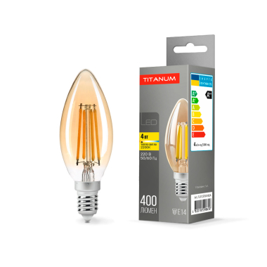 LED лампа TITANUM  Filament C37 4W E14 2200K бронза - фото