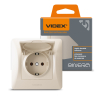 Розетка одинарна із заземленням та кришкою кремова VIDEX BINERA - фото 