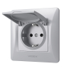 Розетка одинарна із заземленням та кришкою срібний шовк VIDEX BINERA - фото №3