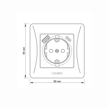 Розетка одинарна із заземленням з USB+USB-C біла VIDEX BINERA - фото №5
