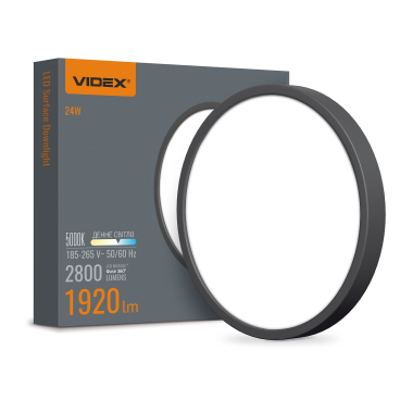 LED Світильник круглий накладний VIDEX 24W 5000K Black - фото