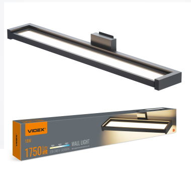 LED світильник настінний з сенсором VIDEX WL02 18W 2800K-4000K-6000K Black - фото