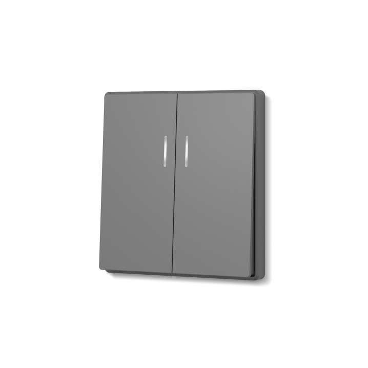Вимикач двоклавішний з підсвіткою сірий графіт VIDEX NOTA (VF-NT-SW2L-GR) - фото