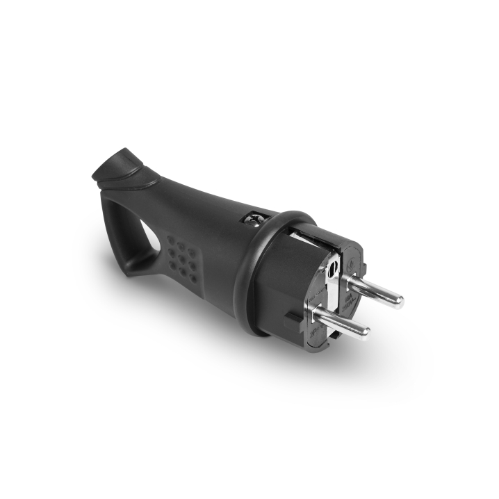 Вилка мережева IP44 з/з пряма 16A з ручкою чорна TITANUM STANDARD - фото