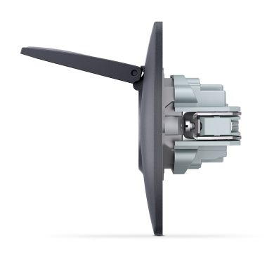 Розетка одинарна із заземленням та кришкою чорний графіт VIDEX BINERA - фото №4