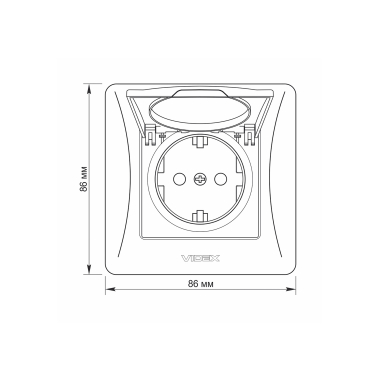Розетка одинарна із заземленням та кришкою чорний графіт VIDEX BINERA - фото №5