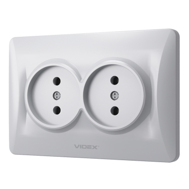 Розетка подвійна срібний шовк VIDEX BINERA - фото №3