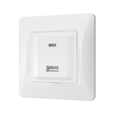 Розетка USB-A + USB-C PD20W біла VIDEX BINERA - фото №3