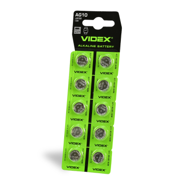 Button Cell Batteries VIDEX AG10/LR1130 BLISTER CARD 10 pcs