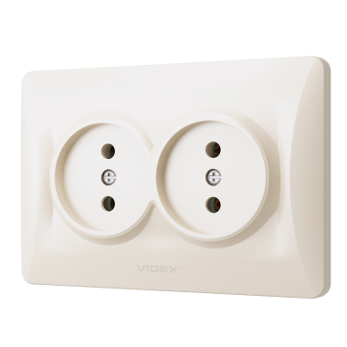 Розетка подвійна кремова VIDEX BINERA - фото №3