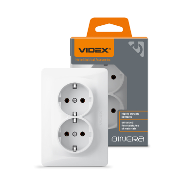 Double schuko socket white VIDEX BINERA - photo