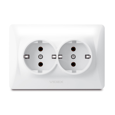 Double schuko socket white VIDEX BINERA - photo №2