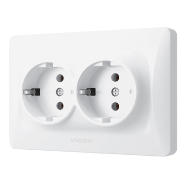 Double schuko socket white VIDEX BINERA - photo №3