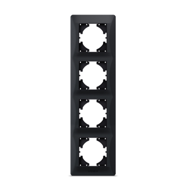 Рамка чорний графіт на 4 місця вертикальна VIDEX BINERA - фото