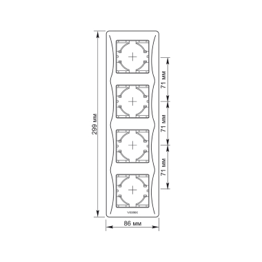 Рамка чорний графіт на 4 місця вертикальна VIDEX BINERA - фото №2