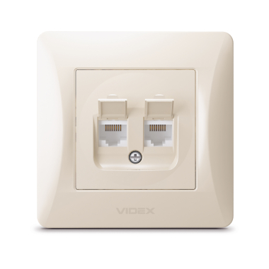 Розетка CAT6+CAT6 комп'ютерна подвійна кремова VIDEX BINERA - фото №2