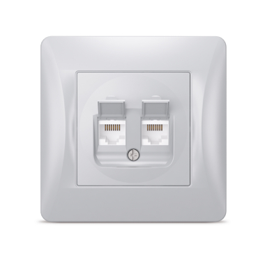 Розетка CAT6+CAT6 комп'ютерна подвійна срібний шовк VIDEX BINERA - фото №2