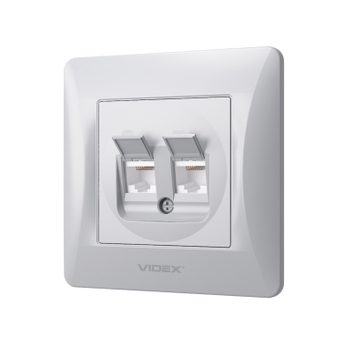 Розетка CAT6+CAT6 комп'ютерна подвійна срібний шовк VIDEX BINERA - фото №3