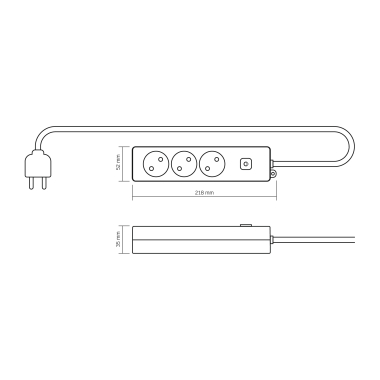 Мережевий подовжувач VIDEX ONCORD б/з 3п 3м з кнопкою White - фото №2
