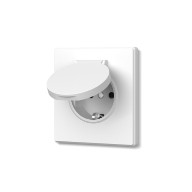 Single schuko socket with cover white matte VIDEX NOTA (VF-NT-SK1GC-WH) - photo