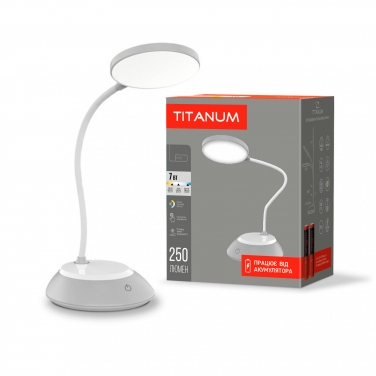 LED лампа настiльна з акумулятором TITANUM TLTF-022G 7W 3000-6500K USB сіра