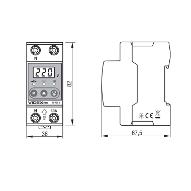 Реле контролю напруги VIDEX RESIST 145-300В 63А - фото №3