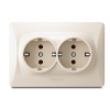 Розетка подвійна із заземленням кремова VIDEX BINERA - фото №2