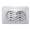 Розетка подвійна із заземленням срібний шовк VIDEX BINERA - фото №2