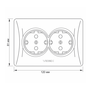 Розетка подвійна із заземленням чорний графіт VIDEX BINERA - фото №5