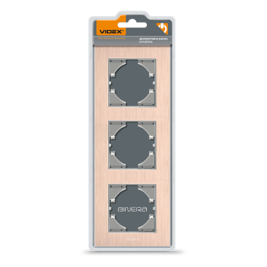 Рамка мідний алюміній на 3 місця вертикальна VIDEX BINERA - фото