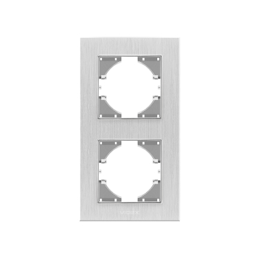 Рамка срібний алюміній на 2 місця вертикальна VIDEX BINERA - фото №2