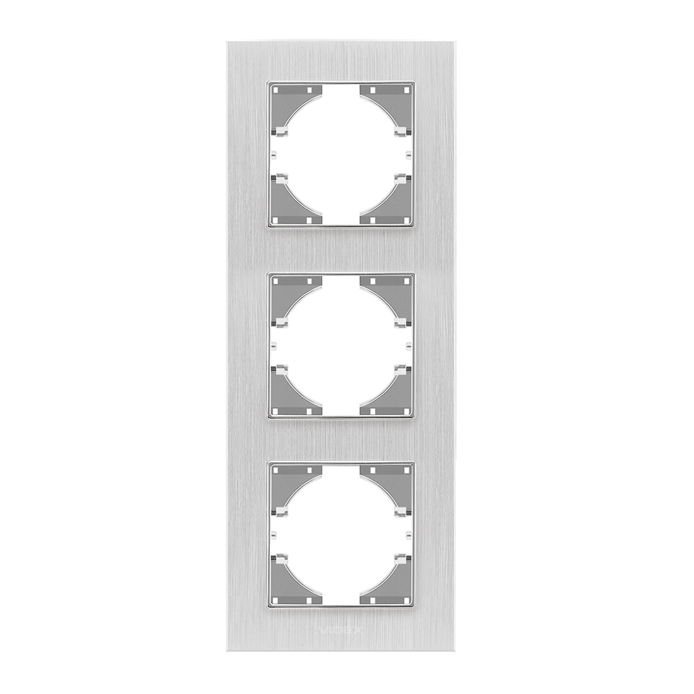 Рамка срібний алюміній на 3 місця вертикальна VIDEX BINERA