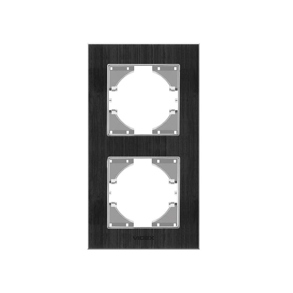 Рамка чорний алюміній на 2 місця вертикальна VIDEX BINERA