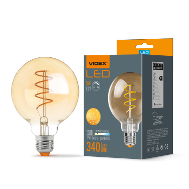 LED лампа VIDEX Filament G95FASD 5W E27 2200K дімерна бронза - фото