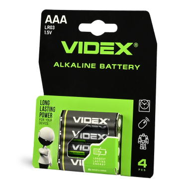 Alkaline Battery VIDEX LR03/AAA 4pcs Blister Card