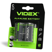 Батарейка лужна Videx LR14/C 2шт BLISTER CARD