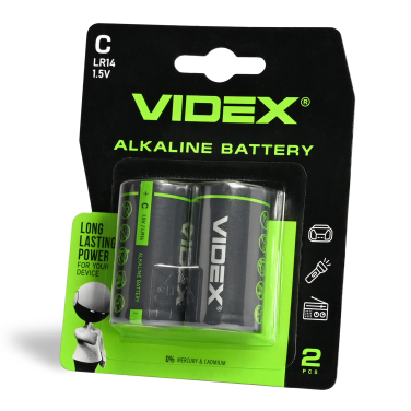 Alkaline Battery VIDEX LR14/C 2pcs BLISTER CAR