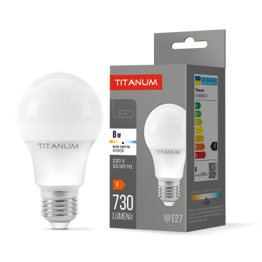 LED лампа TITANUM A60 8W E27 4100K - фото