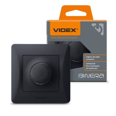 Dimmer 600W black graphite VIDEX BINERA