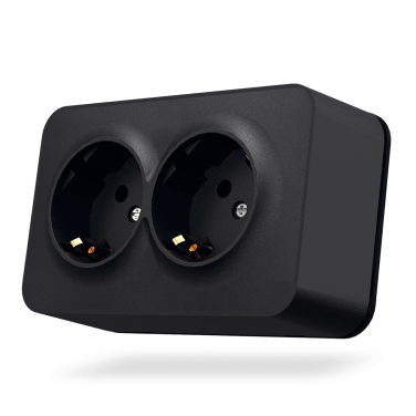 Double schuko socket IP20 Black graphite VIDEX BINERA