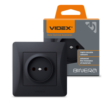 Single socket graphite black VIDEX BINERA